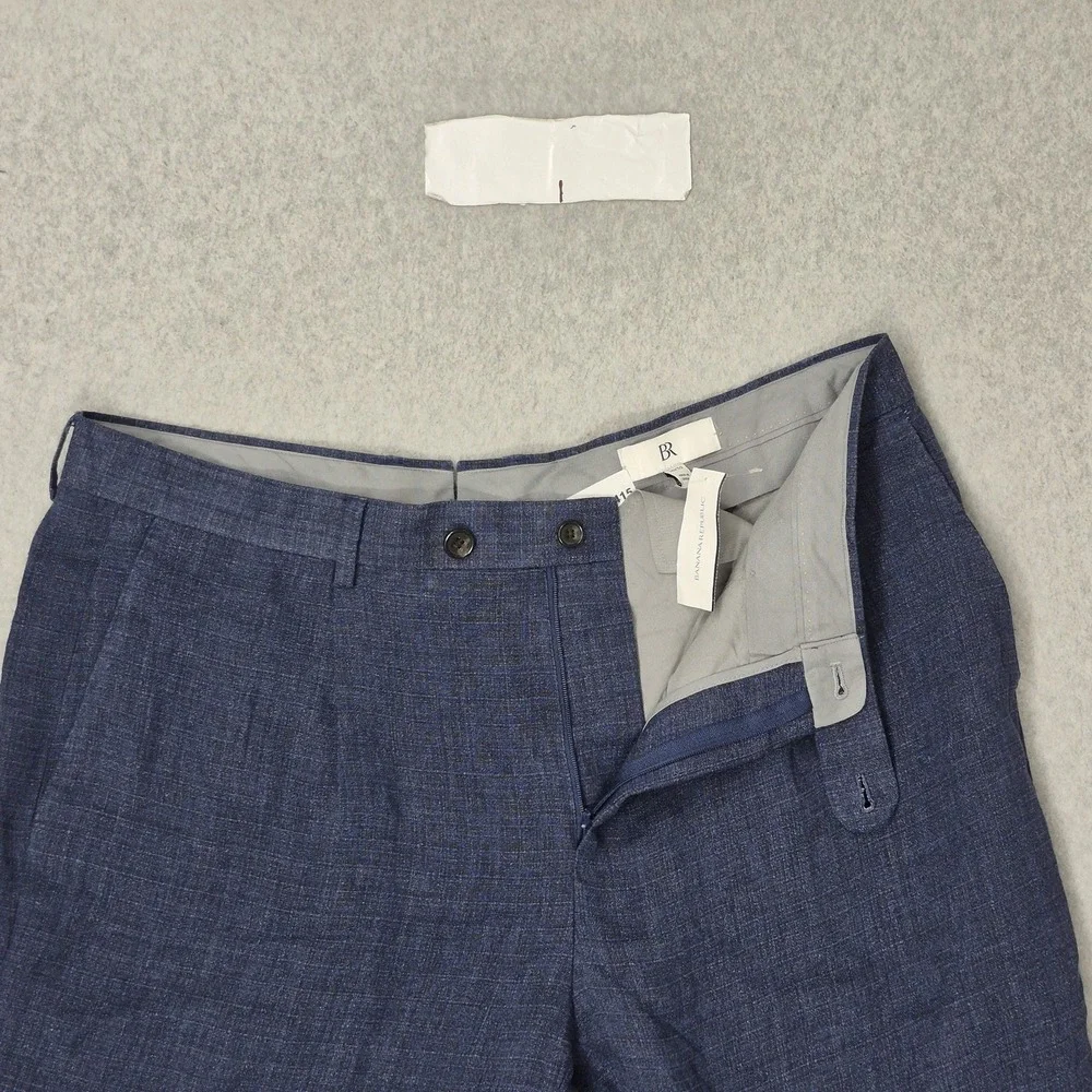 Banana Republic Men Pants 36W 30L Blue Linen Polyester Dress Pants 30